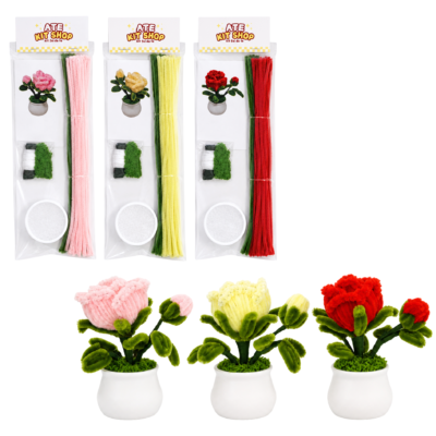 Rosa in Vaso - Kit Creativo con Scovolini