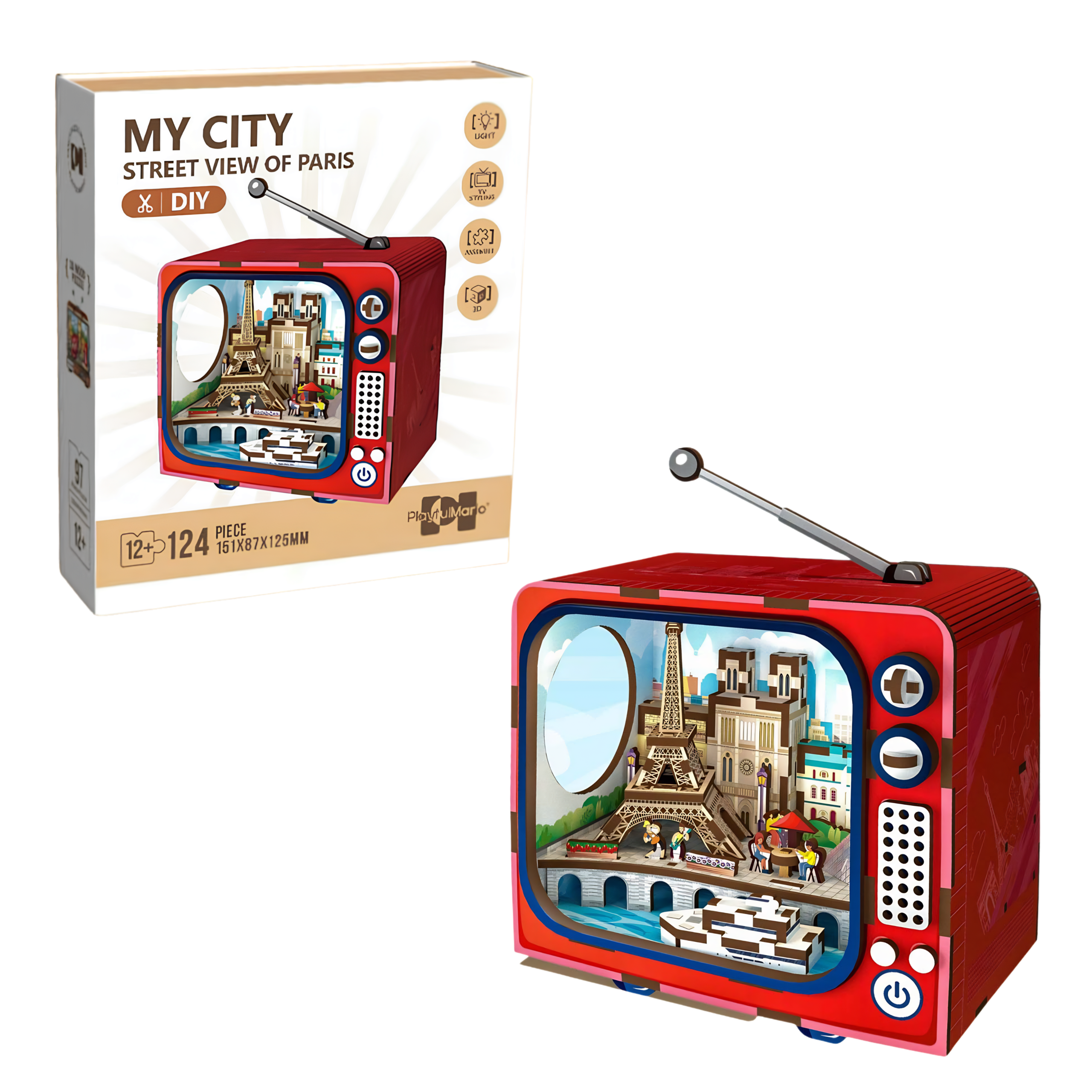 Parigi – Puzzle 3D Mini TV con Luce LED
