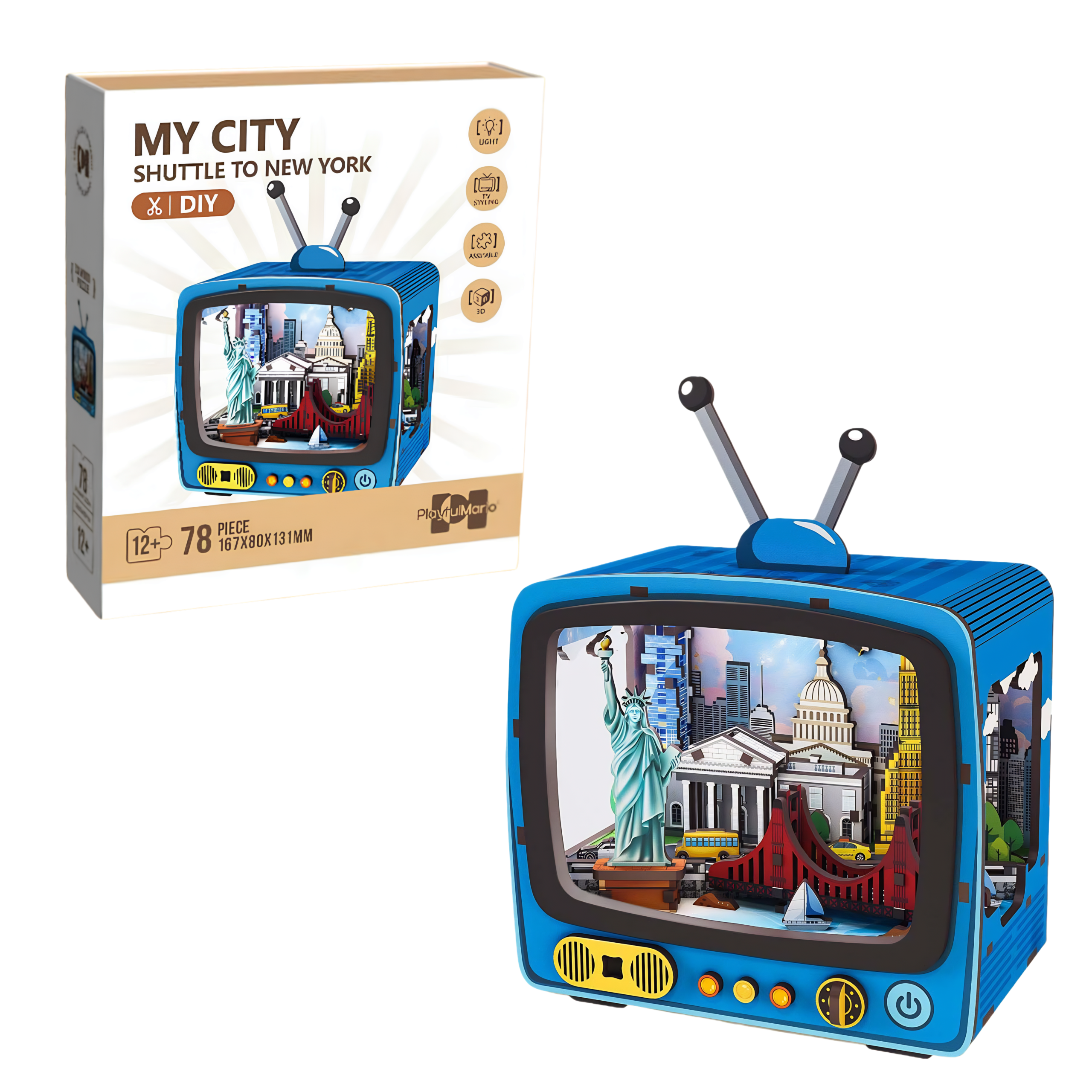 New York – Puzzle 3D Mini TV con Luce LED