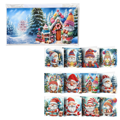 12 Biglietti Natalizi Gnomi - Diamond Painting